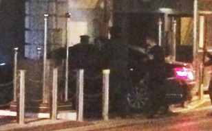 The car that rammed into the consulate on Thursday night. The police guard suffered mouth, face and chest injuries. 