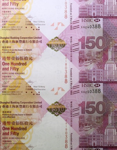 Single commemorative banknotes are being sold for HK$380 each, and resold online for HK$2,529. Photo: May Tse