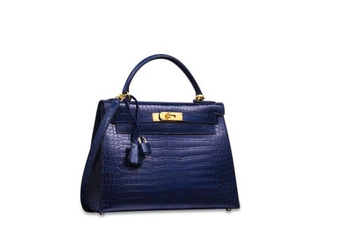 Sold at Auction: Hermes Birkin 35 Bag, Blue Sapphire Porosus Crocodile,  Gold Hardware New